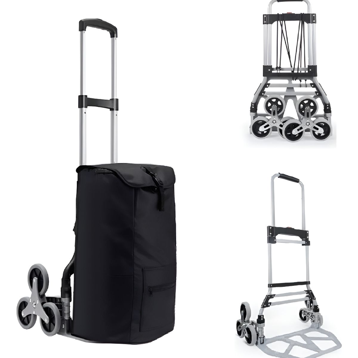 GENERICO - Carro Carga Plegable Tipo Yegua Aluminio 80 Kg 6 Rueda Bolso