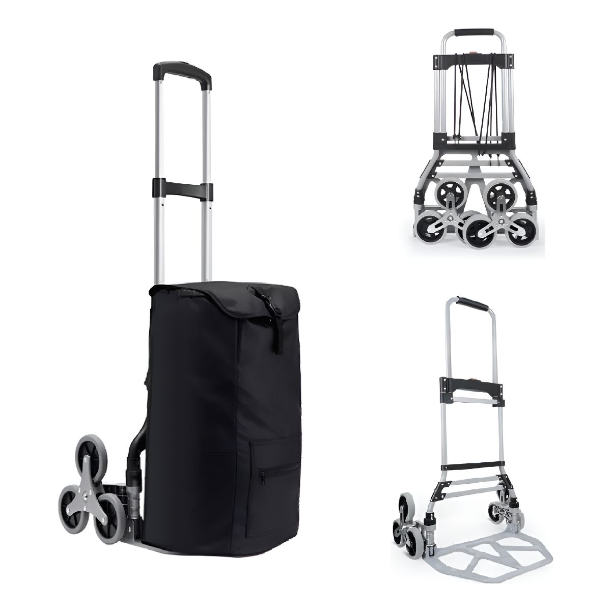 GENERICO - Carro Carga Plegable Tipo Yegua Aluminio 80 Kg 6 Rueda Bolso