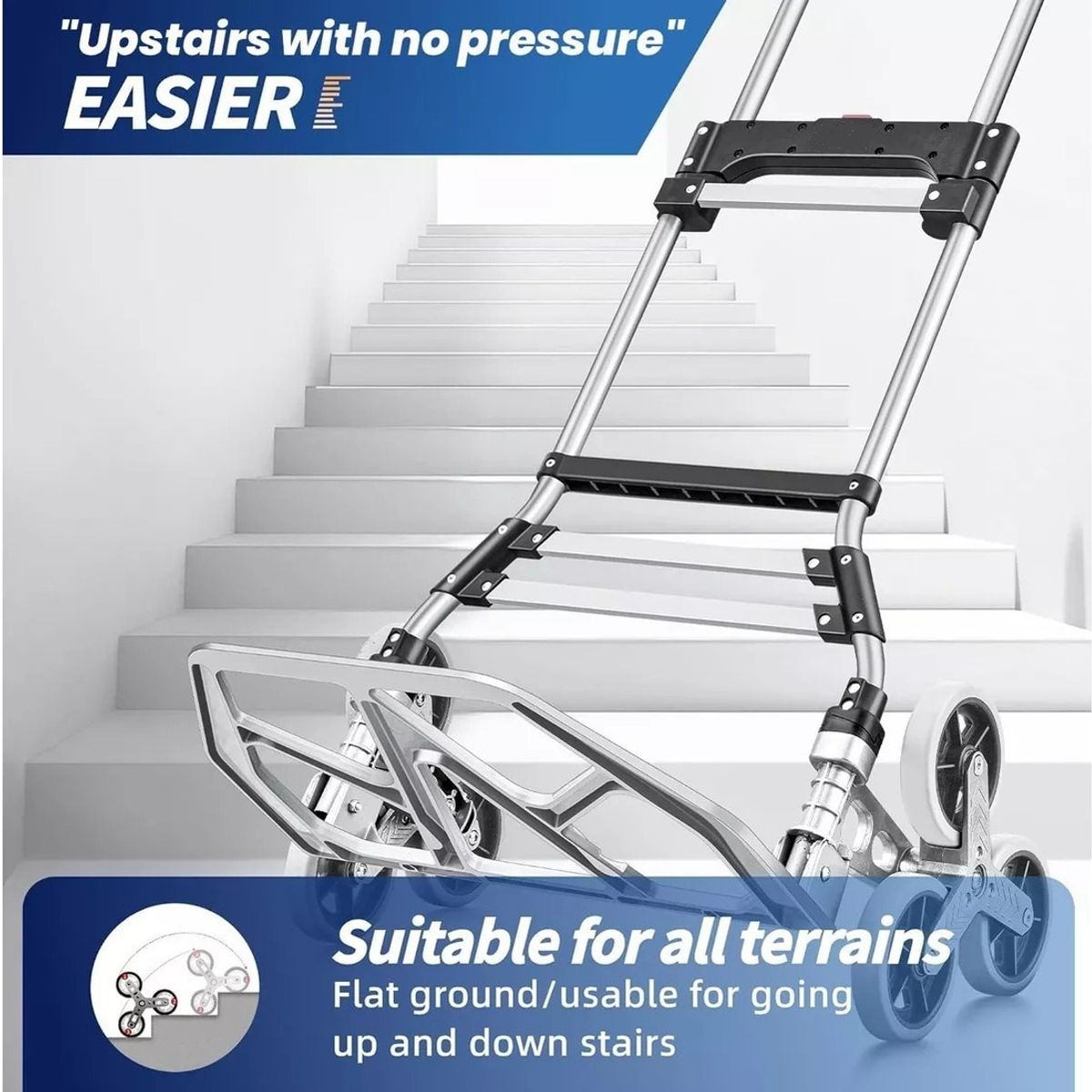 GENERICO - Carro Carga Plegable Tipo Yegua Aluminio 80 Kg 6 Rueda Bolso