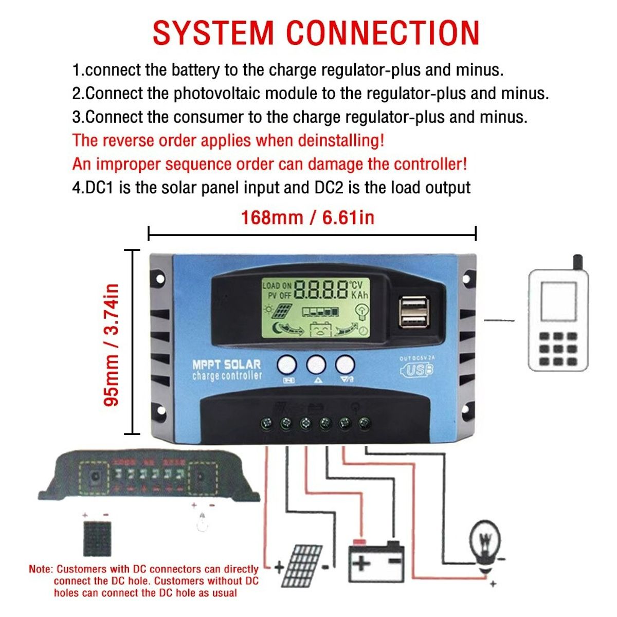GENERICO - Regulador De Carga Solar Digital 12v 24v 40a 2 Usb  003271 003271 B14