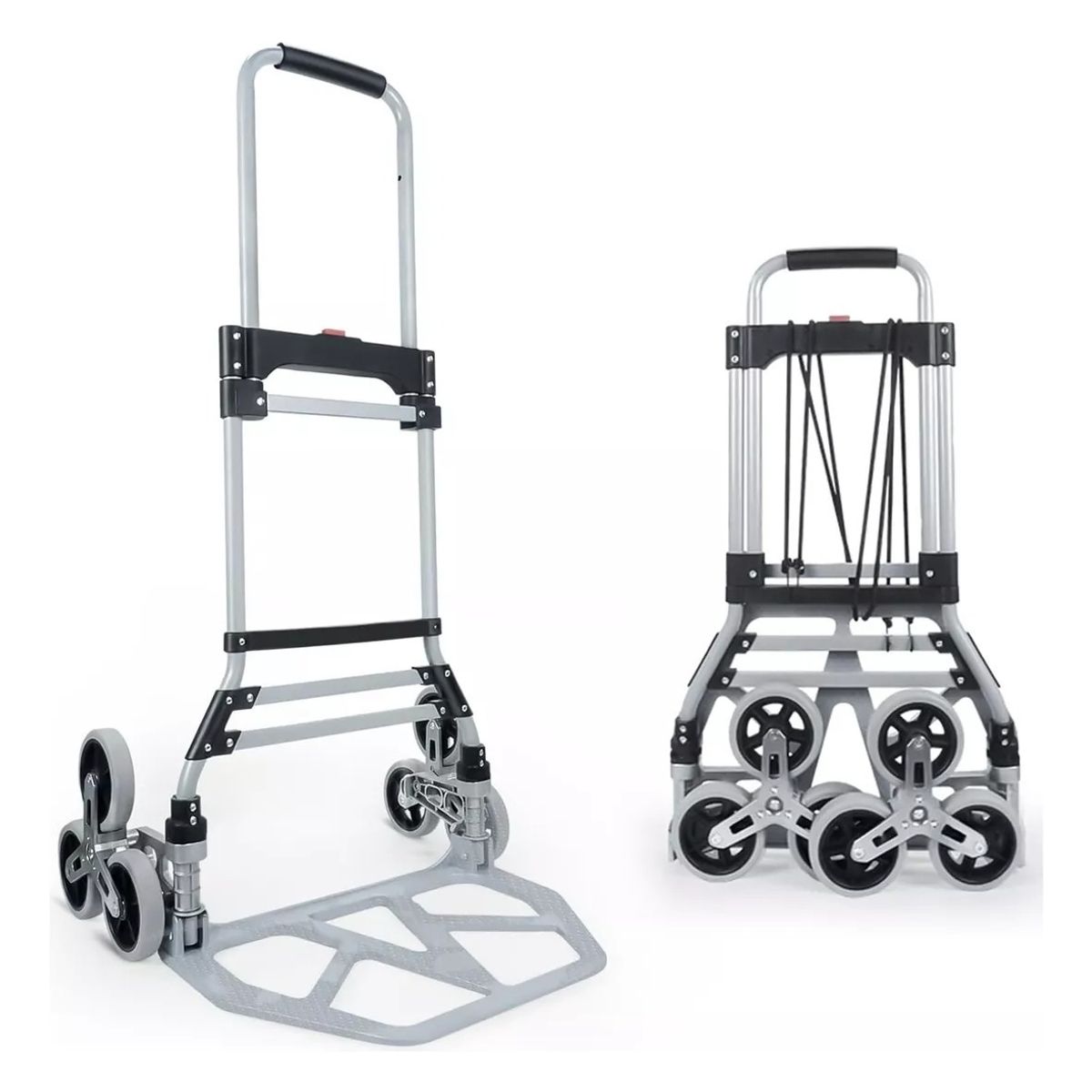 GENERICO - Carro Carga Plegable Tipo Yegua Aluminio 80 Kg 6 Ruedas
