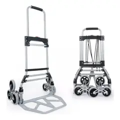 GENERICO - Carro Carga Plegable Tipo Yegua Aluminio 80 Kg 6 Ruedas