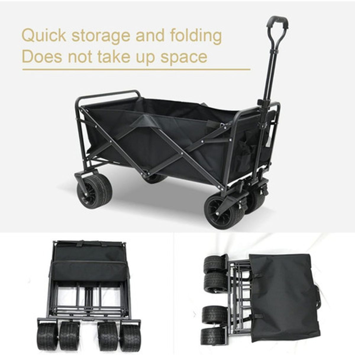 GENERICO - Carrito Para Compras Plegable Ideal Para Camping 8 Pulgadas Negro