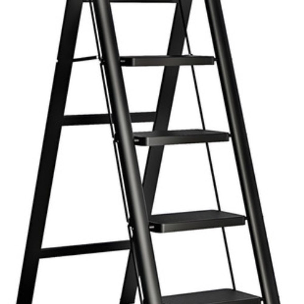 GENERICO - Escalera Banqueta Plegable 5 Escalones Tijera Aluminio Negro