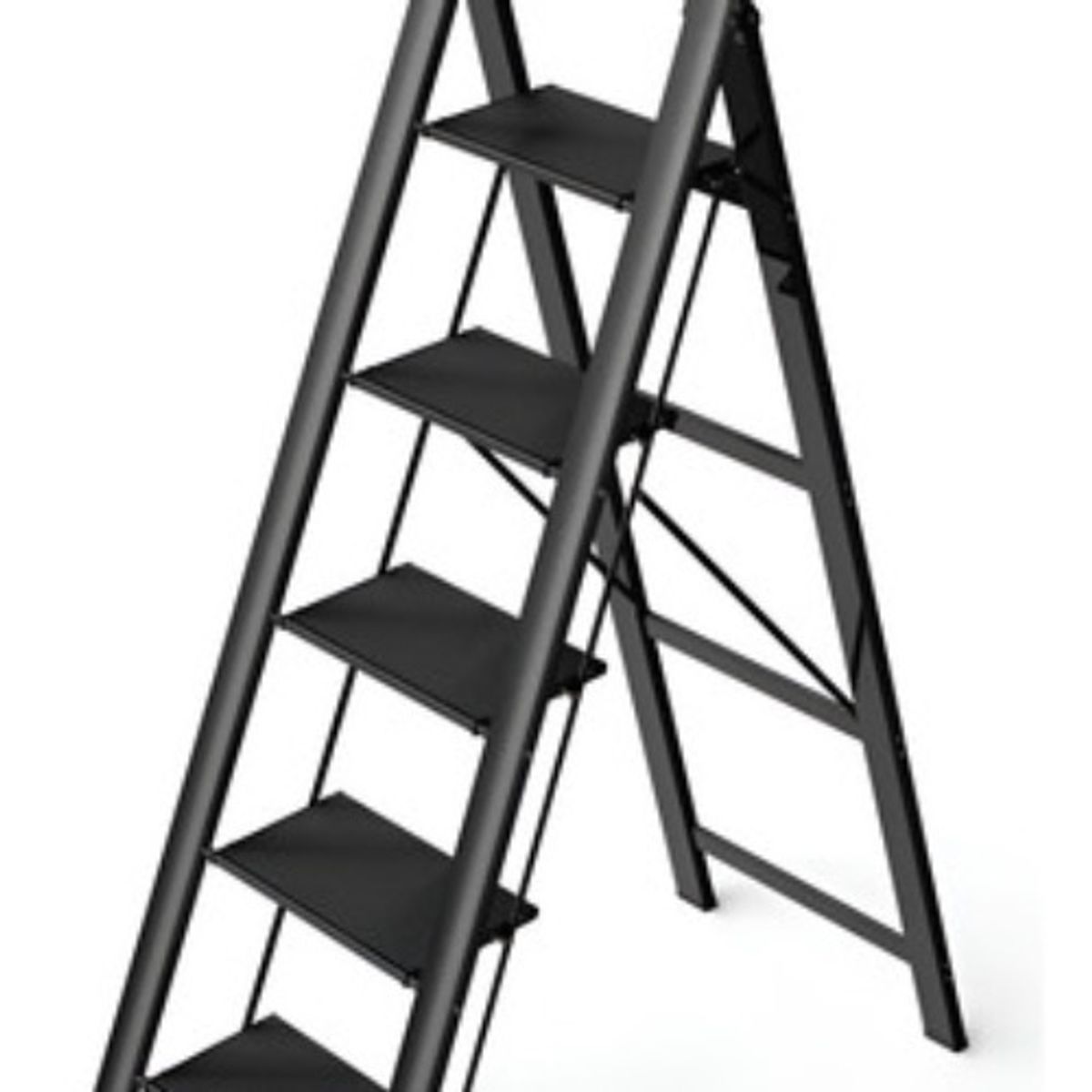 GENERICO - Escalera Banqueta Plegable 5 Escalones Aluminio Soporte Negro