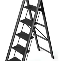GENERICO - Escalera Banqueta Plegable 5 Escalones Aluminio Soporte Negro