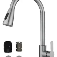 GENERICO - Llave Monomando Lavaplatos Flexible Griferia Cocina Plateado - 301001 Brillante