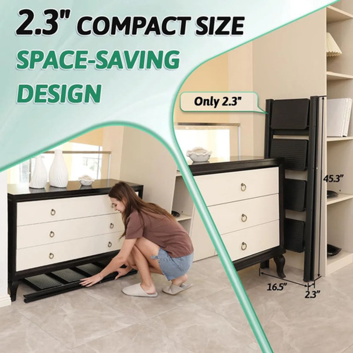 GENERICO - Escalera Banqueta Plegable 4 Escalones Tijera Aluminio Negro