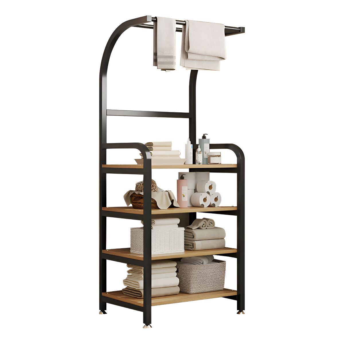 GENERICO - Estante 4 Niveles De Madera Organizador Cocina Baño Toalla Color Marron - 300068