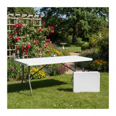 EKOL TACTICA MILITAR - Mesa Plegable 1.8 Mts Tipo Maleta Portatil Camping Jardin Blanco