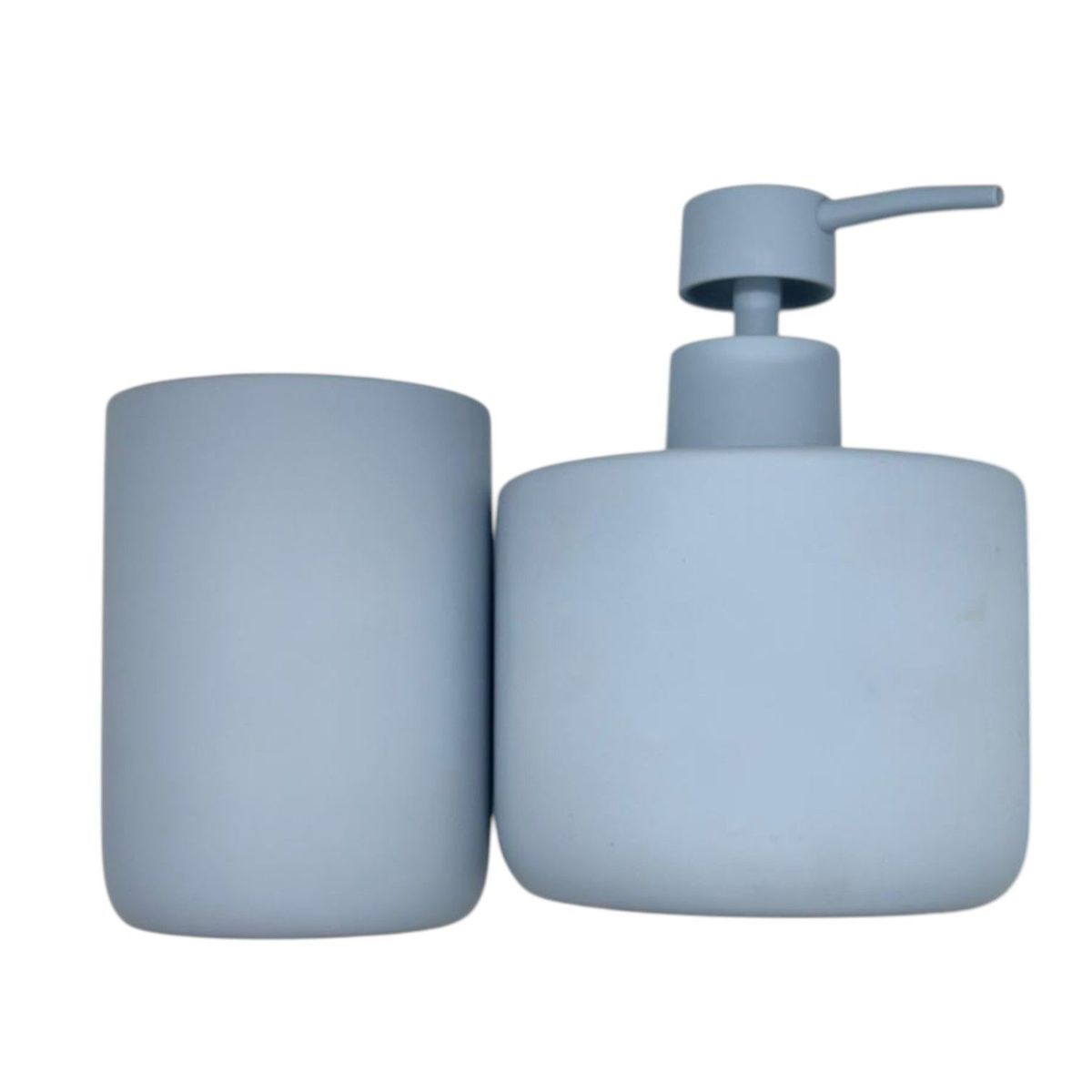 OEM - Set Juego De Baño 2 Pieza Mate Jabon Dispensador Cepillo Azul Claro
