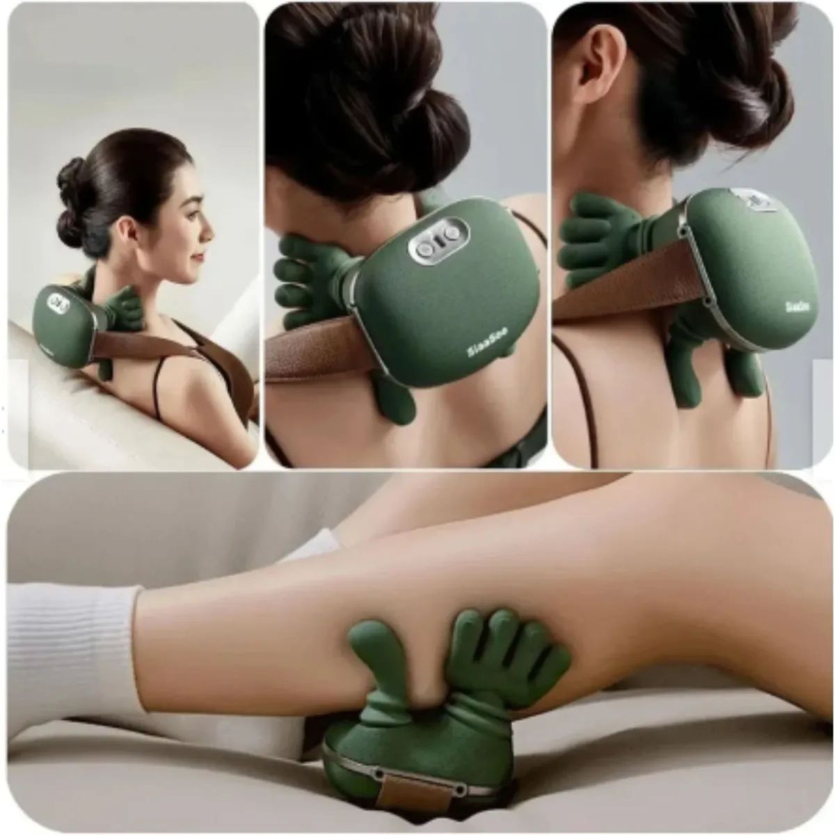 MOVI - Masajeador Eléctrico Shiatsu 3D con Calor Tipo Manos para Cuello, Espalda y Hombros
