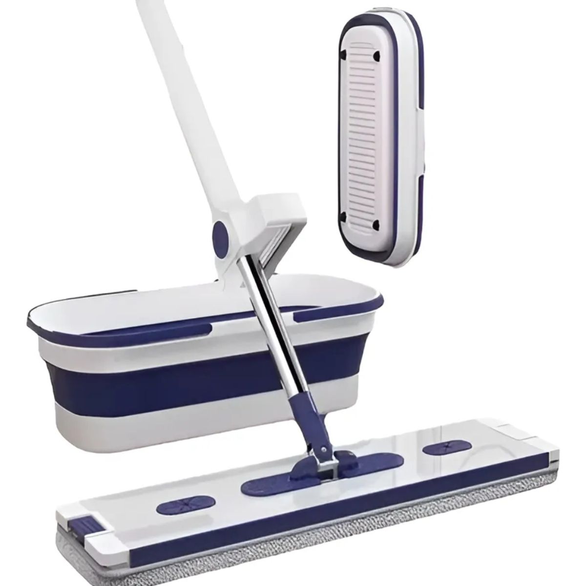 GENERICO - Mopa Trapeador Rectangular Con Cubeta De Agua Plegable Blanco