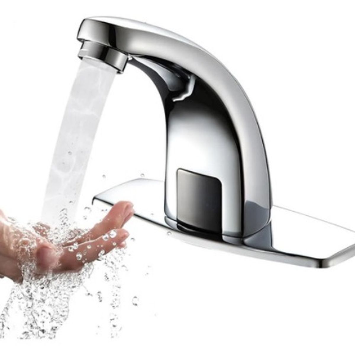 GENERICO - Llave Lavamanos Moderno Sensor Infrarrojo Automático Plata - 301045 Cromado