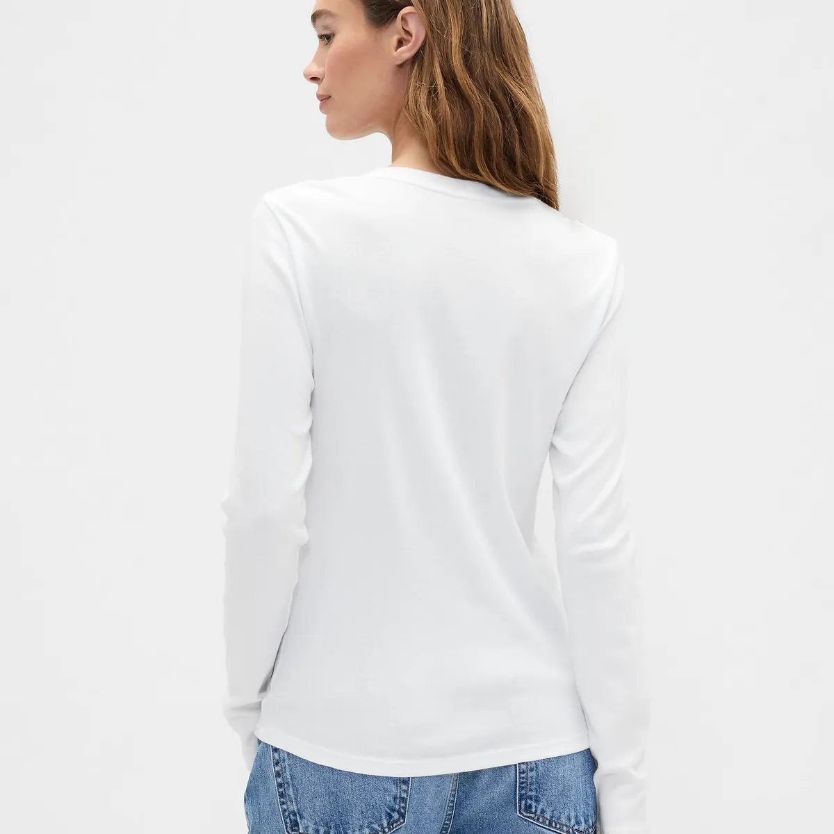 GAP - Polera Mujer Gap Manga Larga Crew Blanco