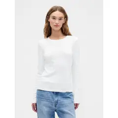 GAP - Polera Mujer Manga Larga Crew Blanco