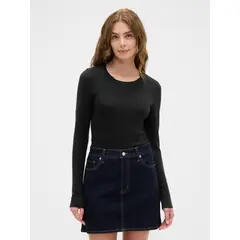 GAP - Polera Mujer Manga Larga Crew Negro
