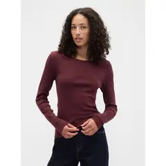 GAP - Polera Mujer Manga Larga Crew Rojo