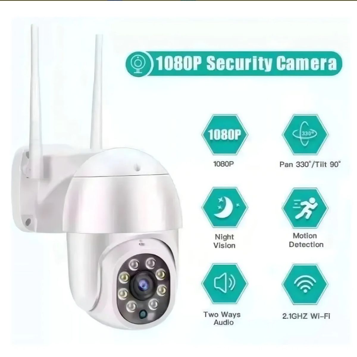 GENERICO - Cámara de Seguridad WiFi 1080P con Visión Nocturna y Audio Bidireccional