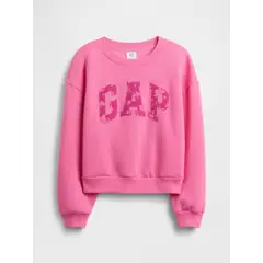 GAP - Polerón Niña Sin Gorro Sin Cierre Logo Crew Rosado
