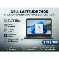 DELL - Notebook Latitude 7400 Core i7 16GB RAM 256GB SSD 14" FHD Windows 11 Pro Reacondicionado