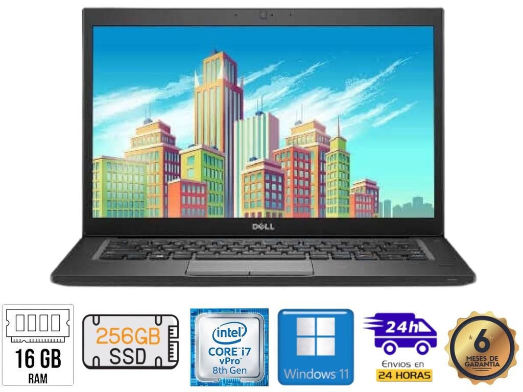 Latitude 7490 FHD i7-8650U 16GB Ram 256GB SSD Windows 11Pro Reacondicionado