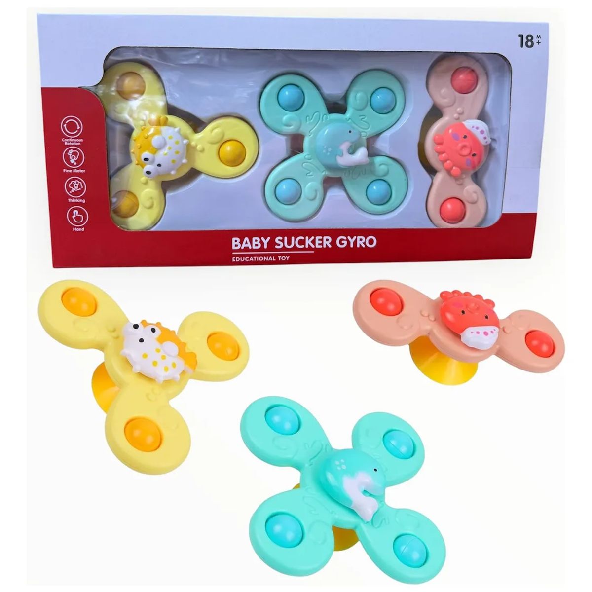 GENERICO - Spinner Juguete Giratorio Sonajero Con Ventosa Para Bebe