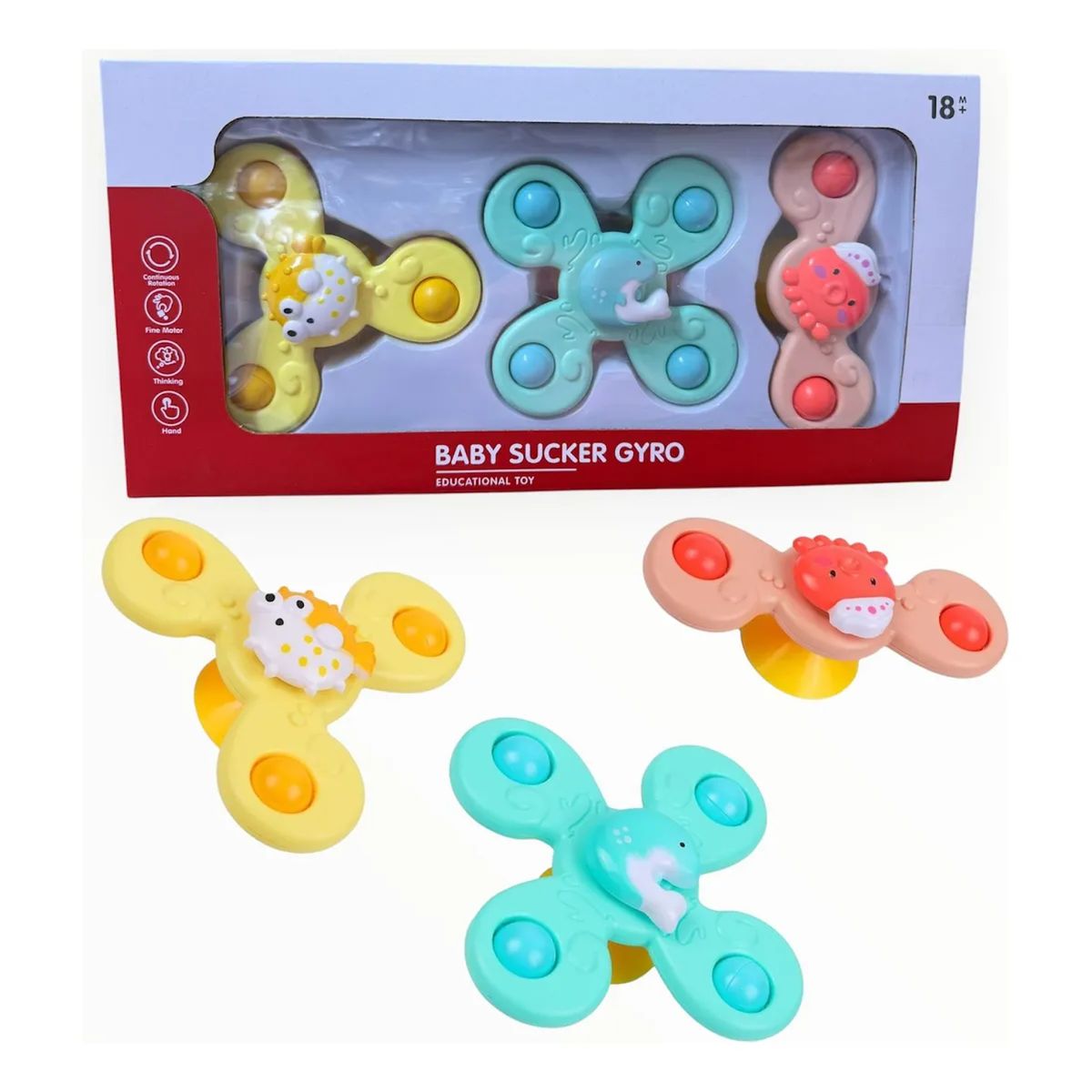 GENERICO - Spinner Juguete Giratorio Sonajero Con Ventosa Para Bebe