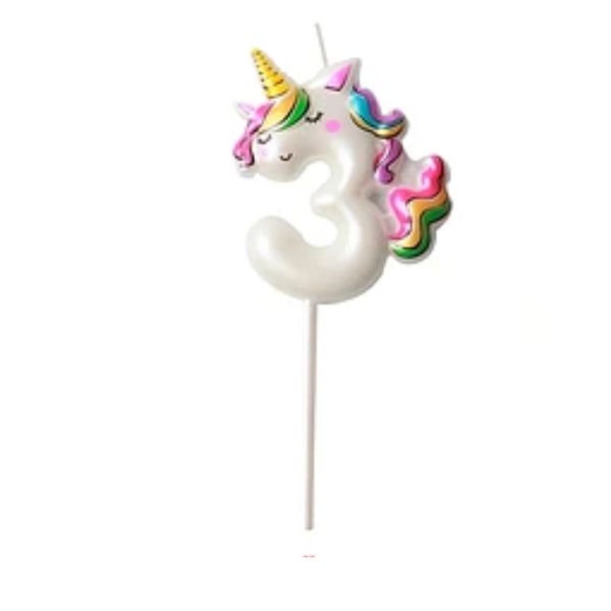 GENERICO - Vela Nº 3 unicornio color 11cm