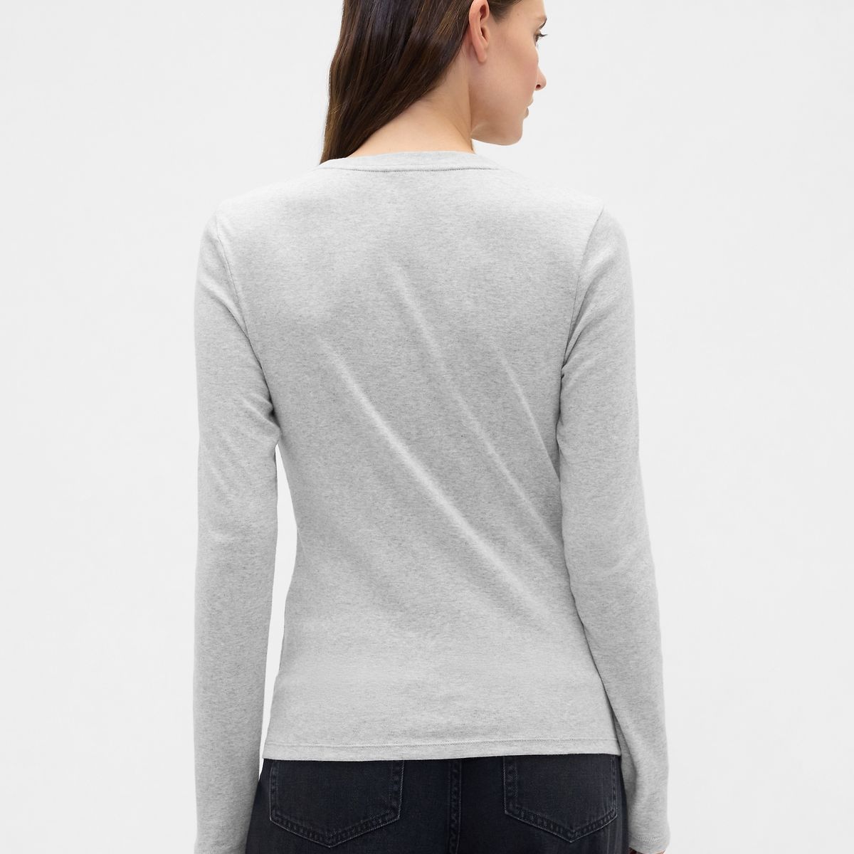 GAP - Polera Mujer Gap Manga Larga Crew Gris