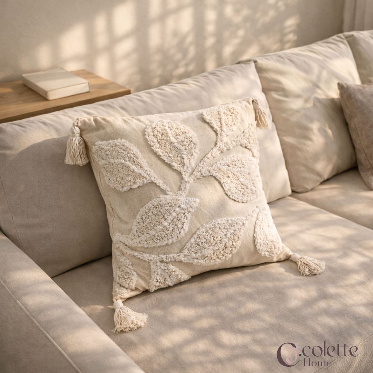 COLETTE - Funda De Cojín Boho Hojas 45 x 45