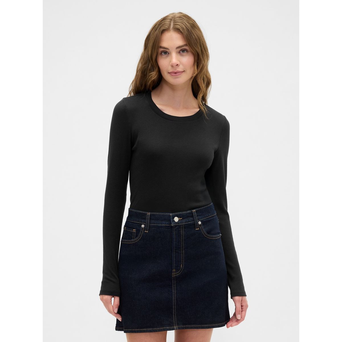 GAP - Polera Mujer Manga Larga Crew Negro Gap