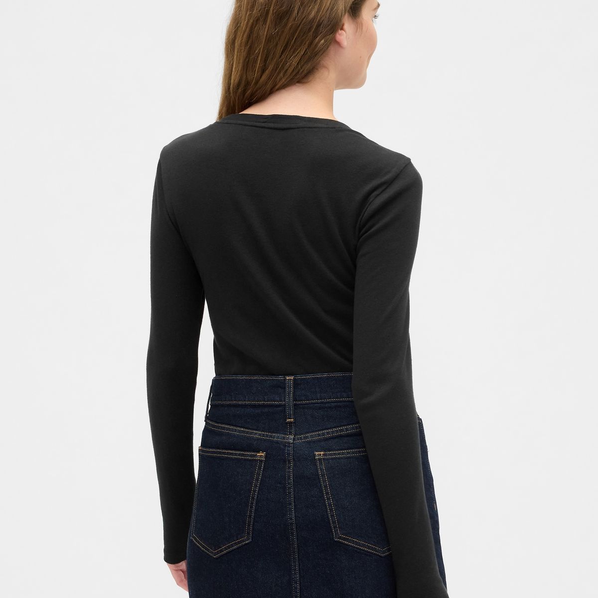 GAP - Polera Mujer Manga Larga Crew Negro Gap