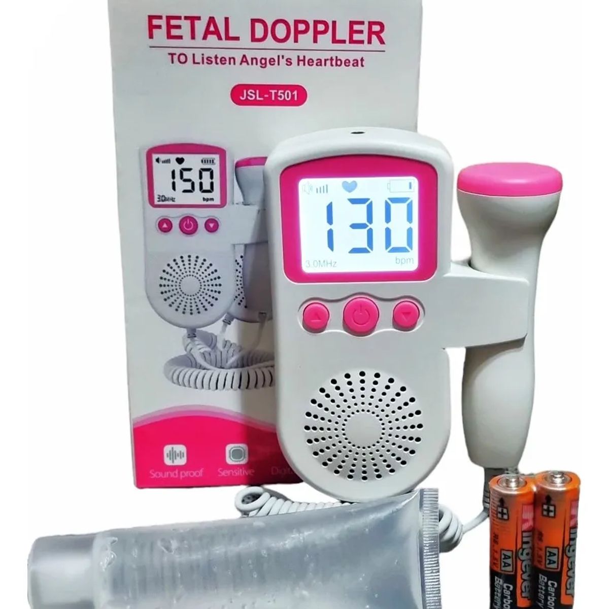 NO LOGO - Monitor Fetal Doppler Latidos Fetales Corazón Bebé Blanco Rosa