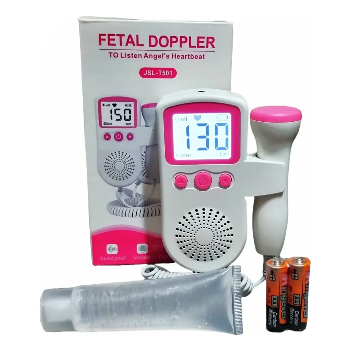 NO LOGO - Monitor Fetal Doppler Latidos Fetales Corazón Bebé Blanco Rosa