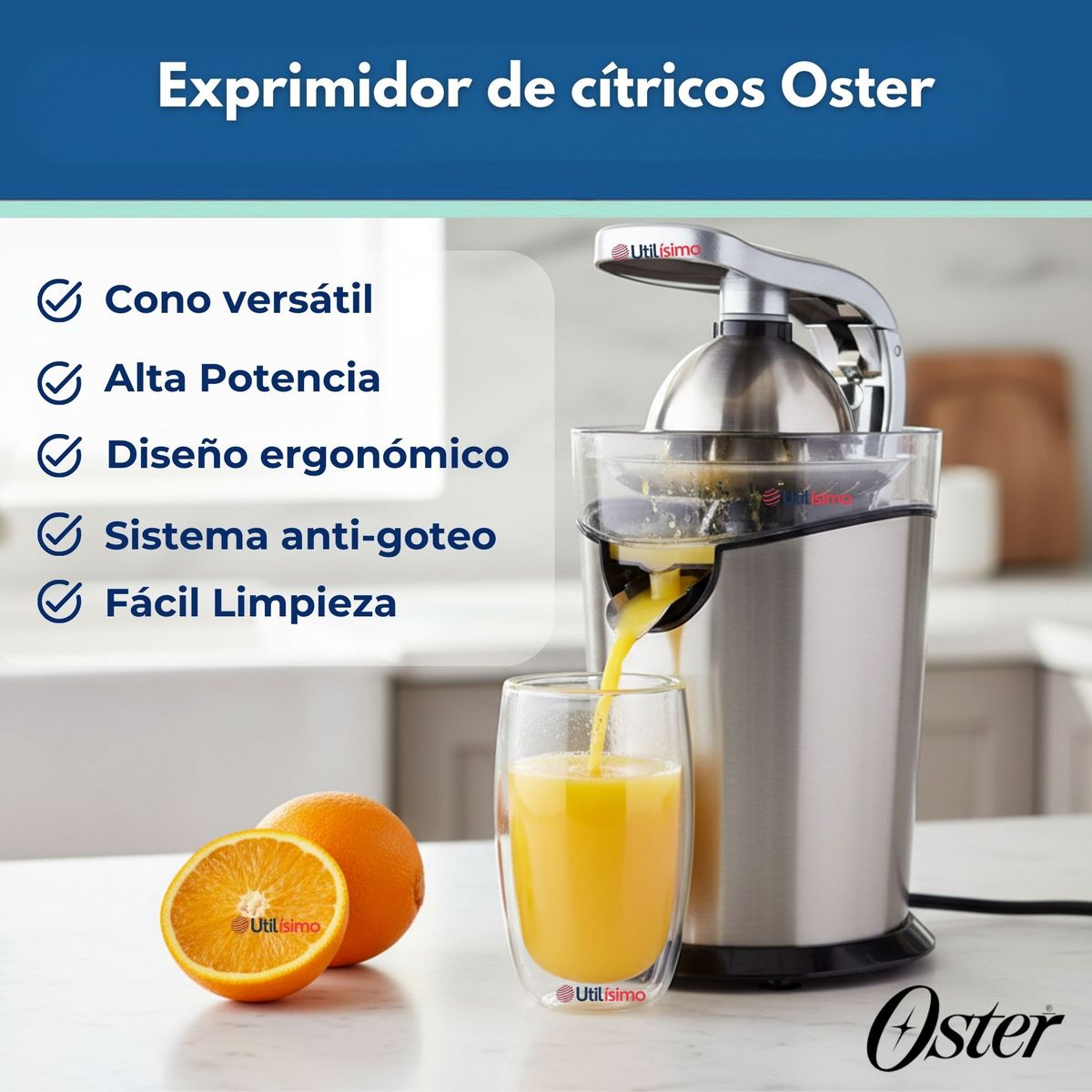 OSTER - Exprimidor de cítricos Oster® de acero inoxidable FPSTJU4200 Versión 2026