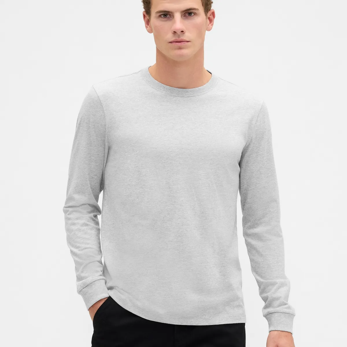GAP - Polera Hombre Manga Larga Crew Gris Gap