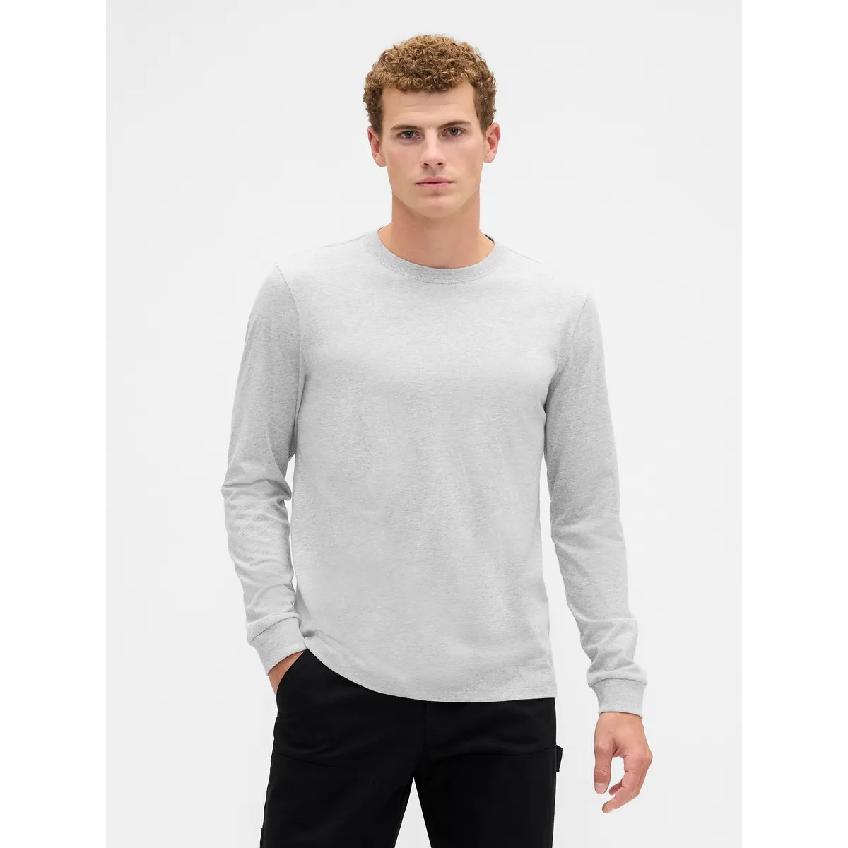 GAP - Polera Hombre Manga Larga Crew Gris Gap