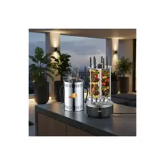 GENERICO - Parrilla eléctrica giratoria Gourmet para 6 pinchos