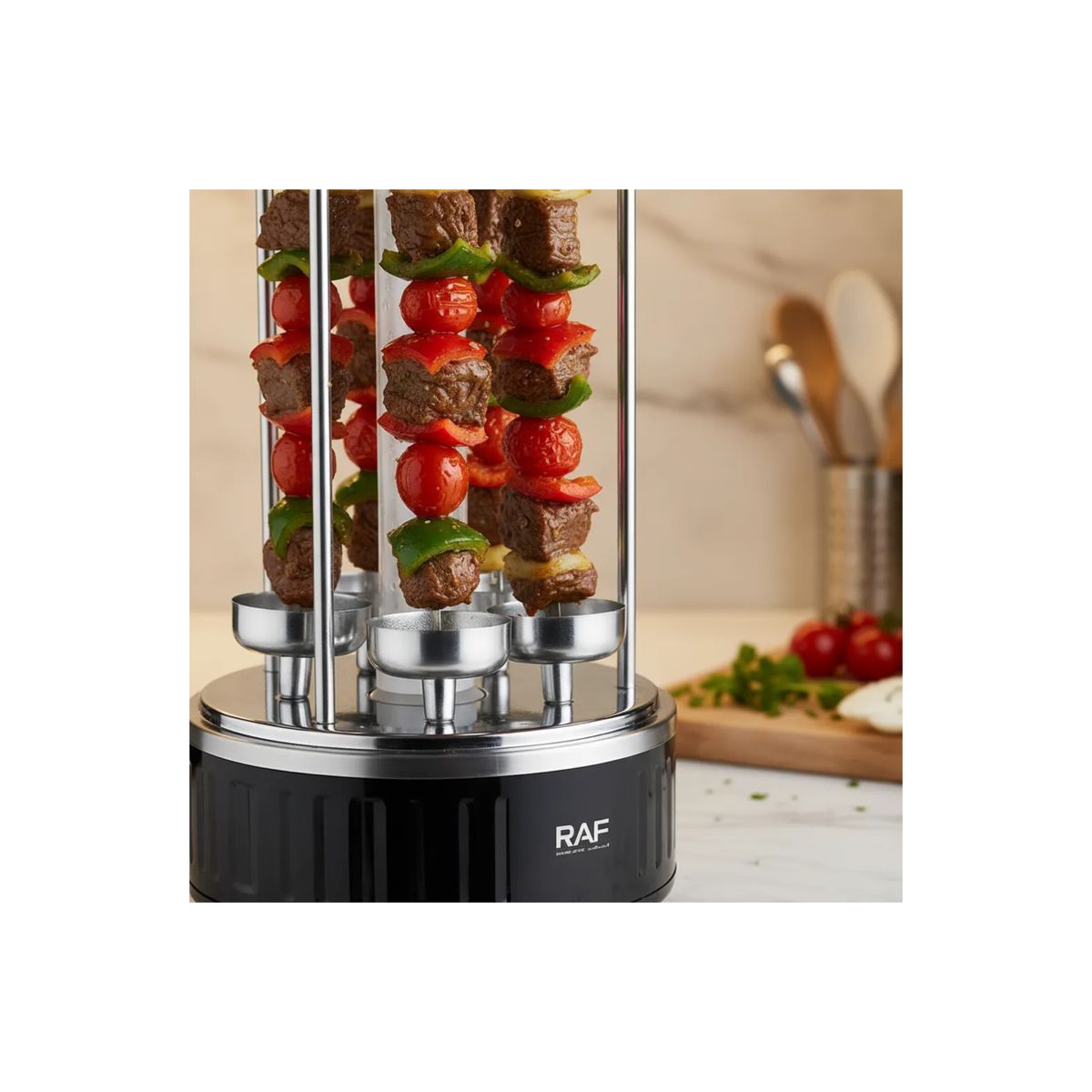 GENERICO - Parrilla eléctrica giratoria Gourmet para 6 pinchos