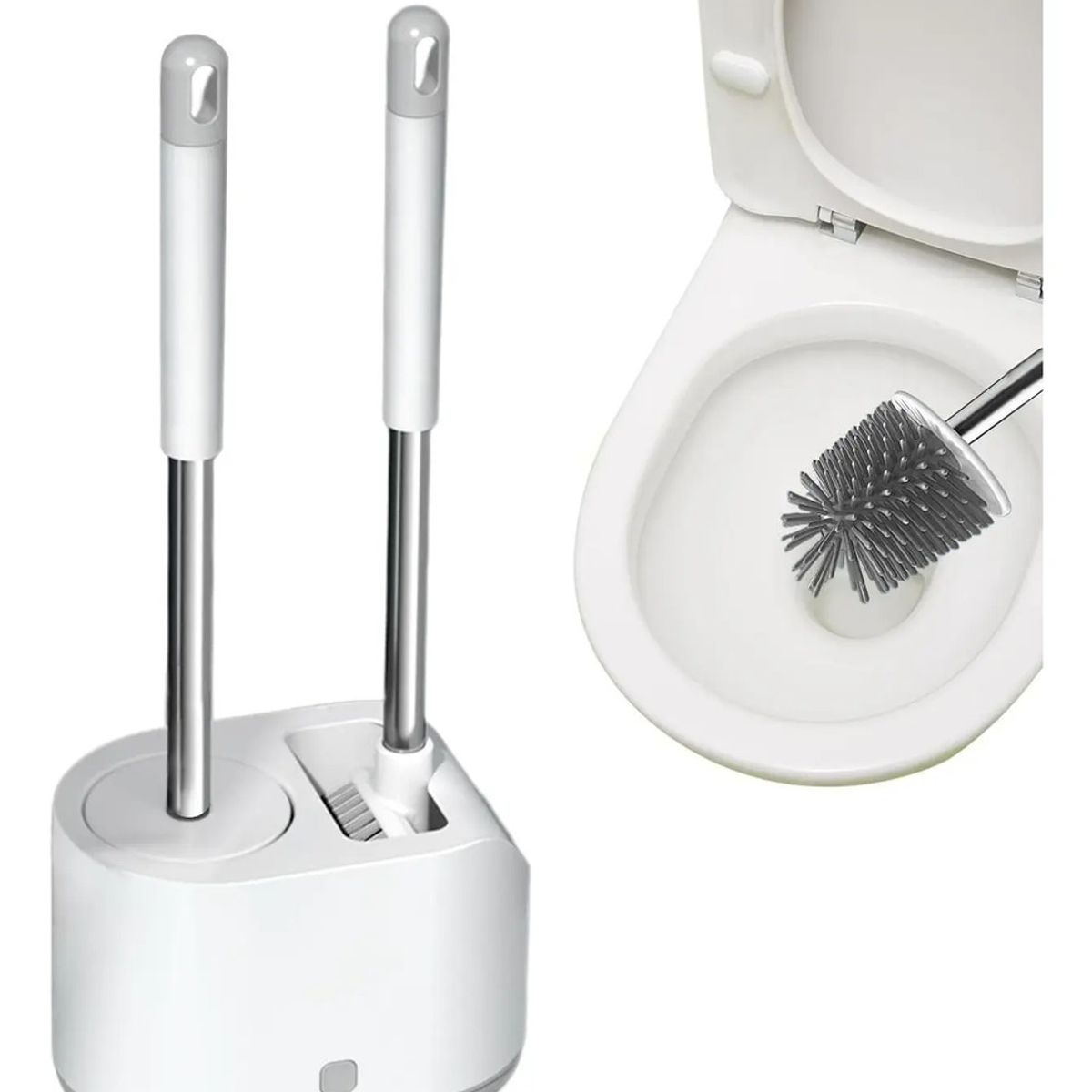 GENERICO - Juego De Doble Cepillo De Baño Wc Cocina Sopapo Base Blanco - 262453