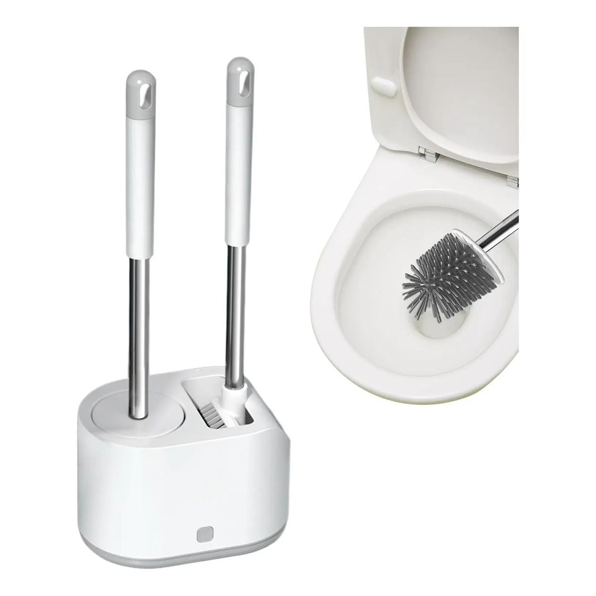 GENERICO - Juego De Doble Cepillo De Baño Wc Cocina Sopapo Base Blanco - 262453