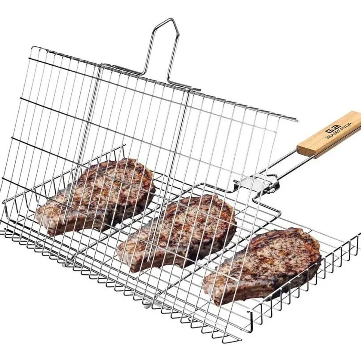 GENERICO - Parrilla Rejilla Doble Barbacoa Asados Pescados Verduras 262221