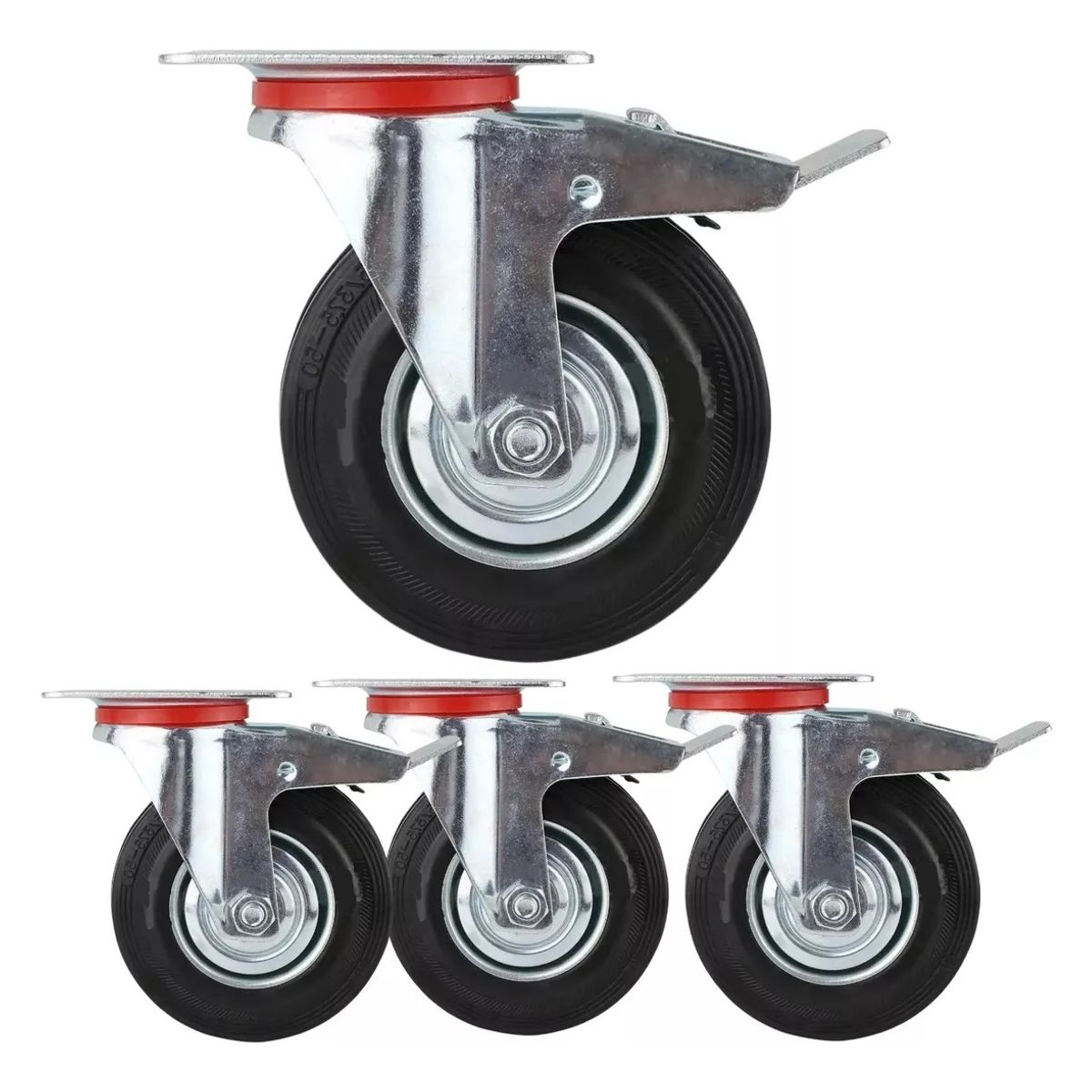 GENERICO - Pack 4 Ruedas Giratorias Con Freno 4 Pulgadas Industrial