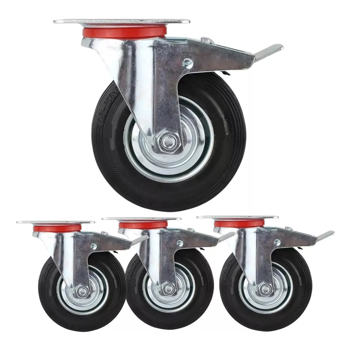 GENERICO - Pack 4 Ruedas Giratorias Con Freno 4 Pulgadas Industrial