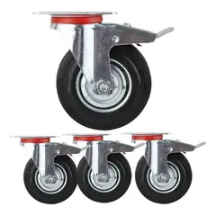 GENERICO - Pack 4 Ruedas Giratorias Con Freno 4 Pulgadas Industrial