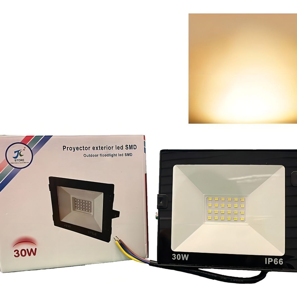 GENERICO - Foco Proyector Led Plano Reflector Multiled 30w Exterior Carcasa Negro Luz Cálido-003157 B11