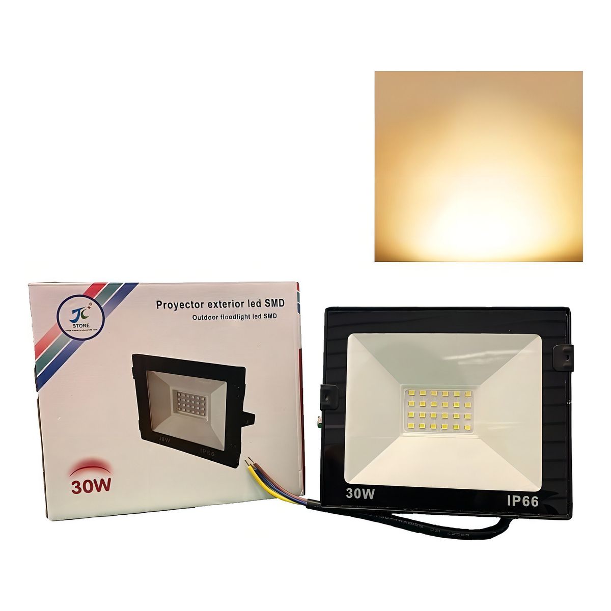 GENERICO - Foco Proyector Led Plano Reflector Multiled 30w Exterior Carcasa Negro Luz Cálido-003157 B11