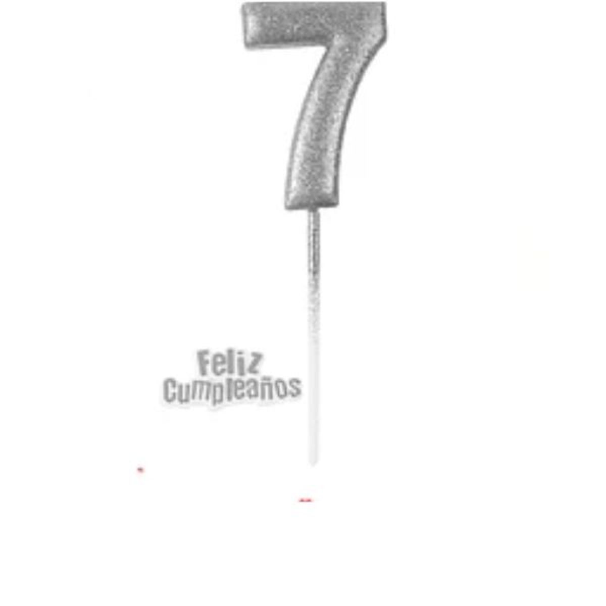 GENERICO - Vela plateada Nº 7 14cm