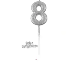 GENERICO - Vela plateada Nº 8 14cm